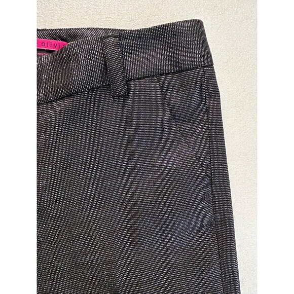 Alice + Olivia Metallic Black Wide-Leg Pants Size 4 Holiday Party Wear - Picture 3 of 4